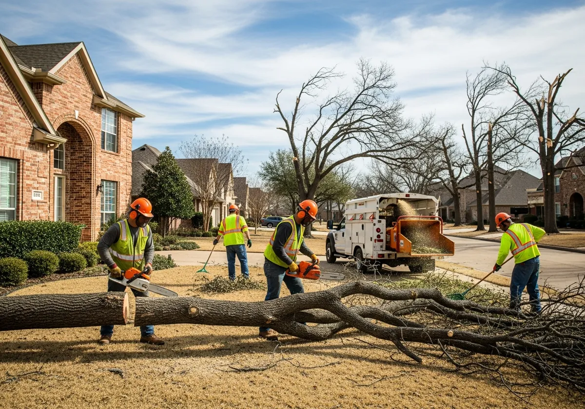 Storm Cleanup - Emergency tree removal after severe Dallas storms